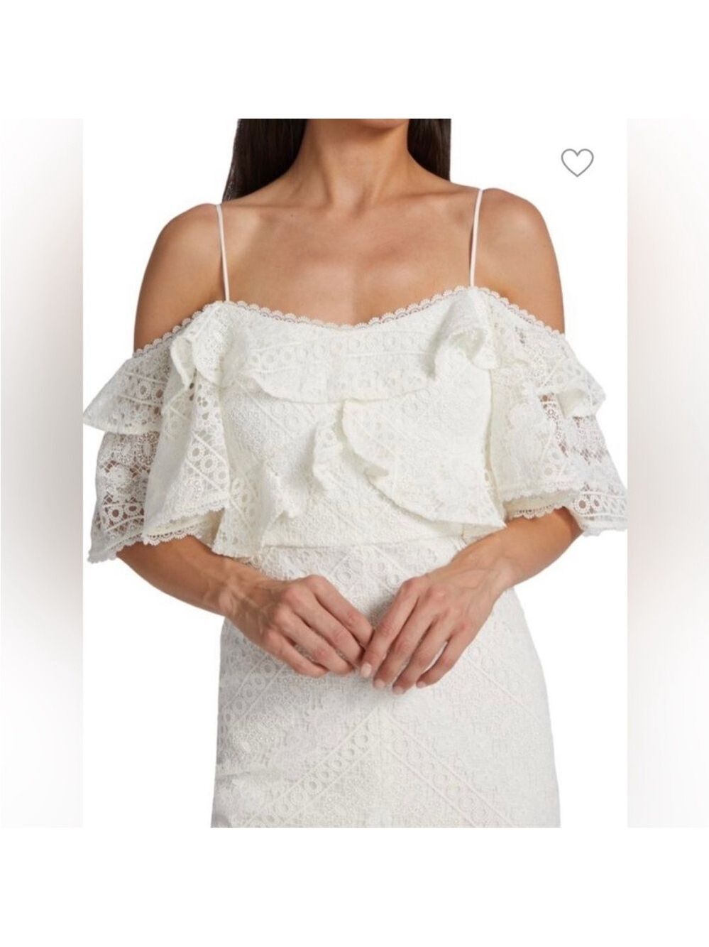 NWT Theia Margot Cold-Shoulder Lace White Dress, Size 4 - Picture 4 of 14